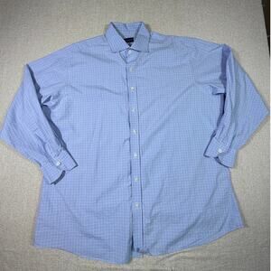 Proper Cloth Men 3X Blue Plaid High End Classic Long Slvs High End Dress Shirt